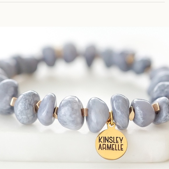 Kinsley Armelle Grey Angelite Stones Beaded Stretch Bracelet - Picture 5 of 5